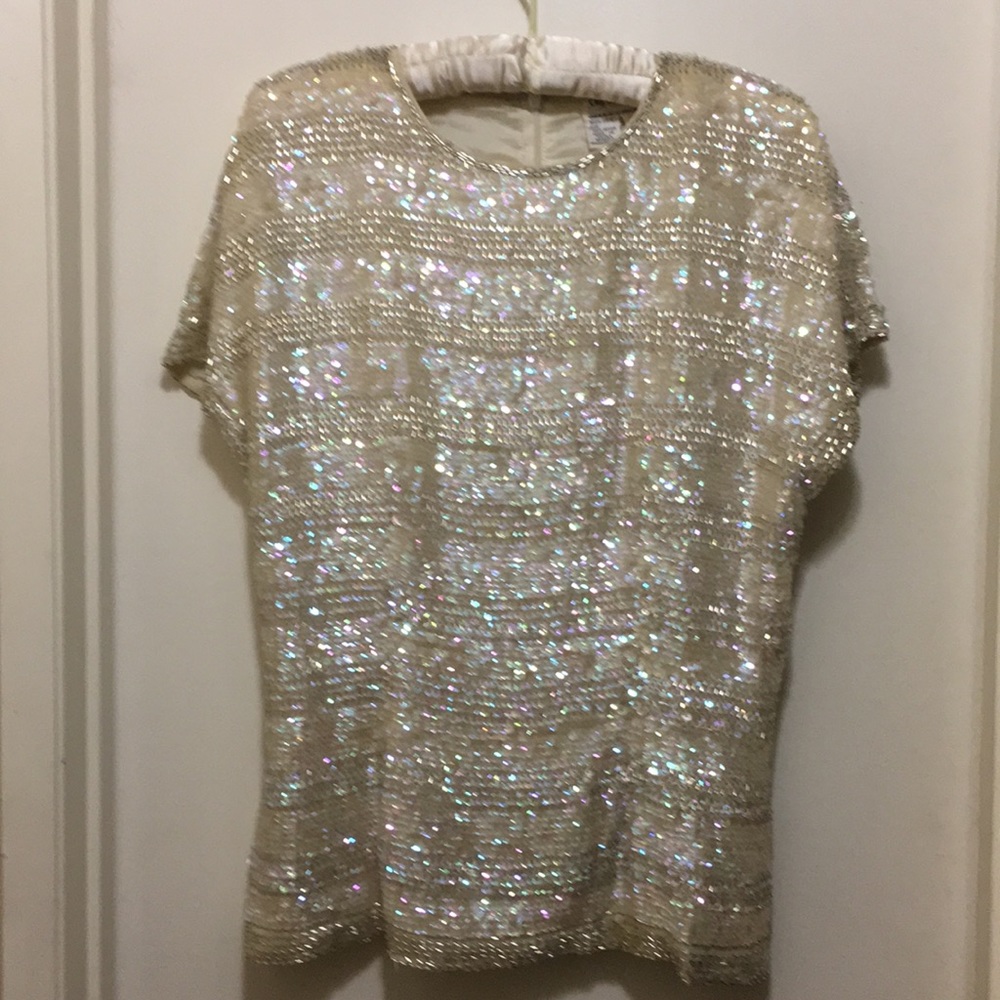 Oleg Cassini Beaded Top